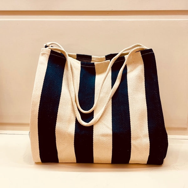 Amara wide stripes tote bag blue