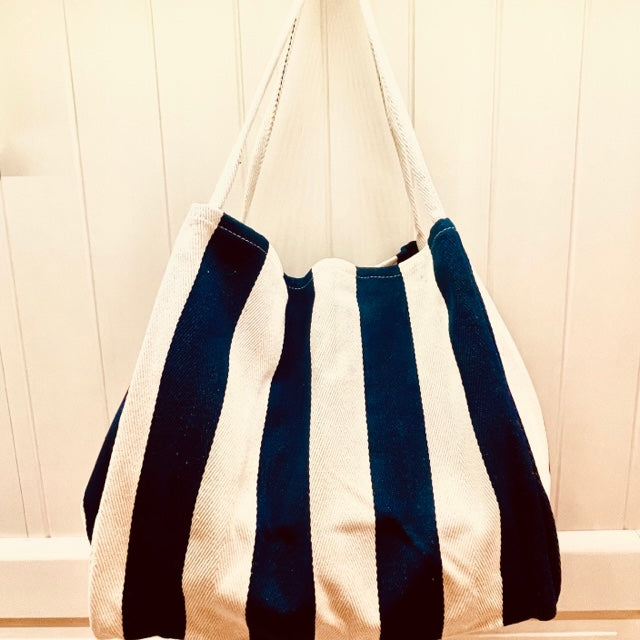 Amara wide stripes tote bag blue